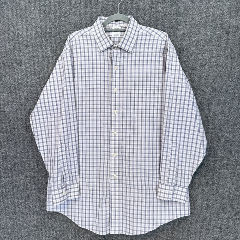 Brooks Brothers Regent Shirt Mens 16.5 33 Blue Non-Iron Plaid Cotton Button Up
